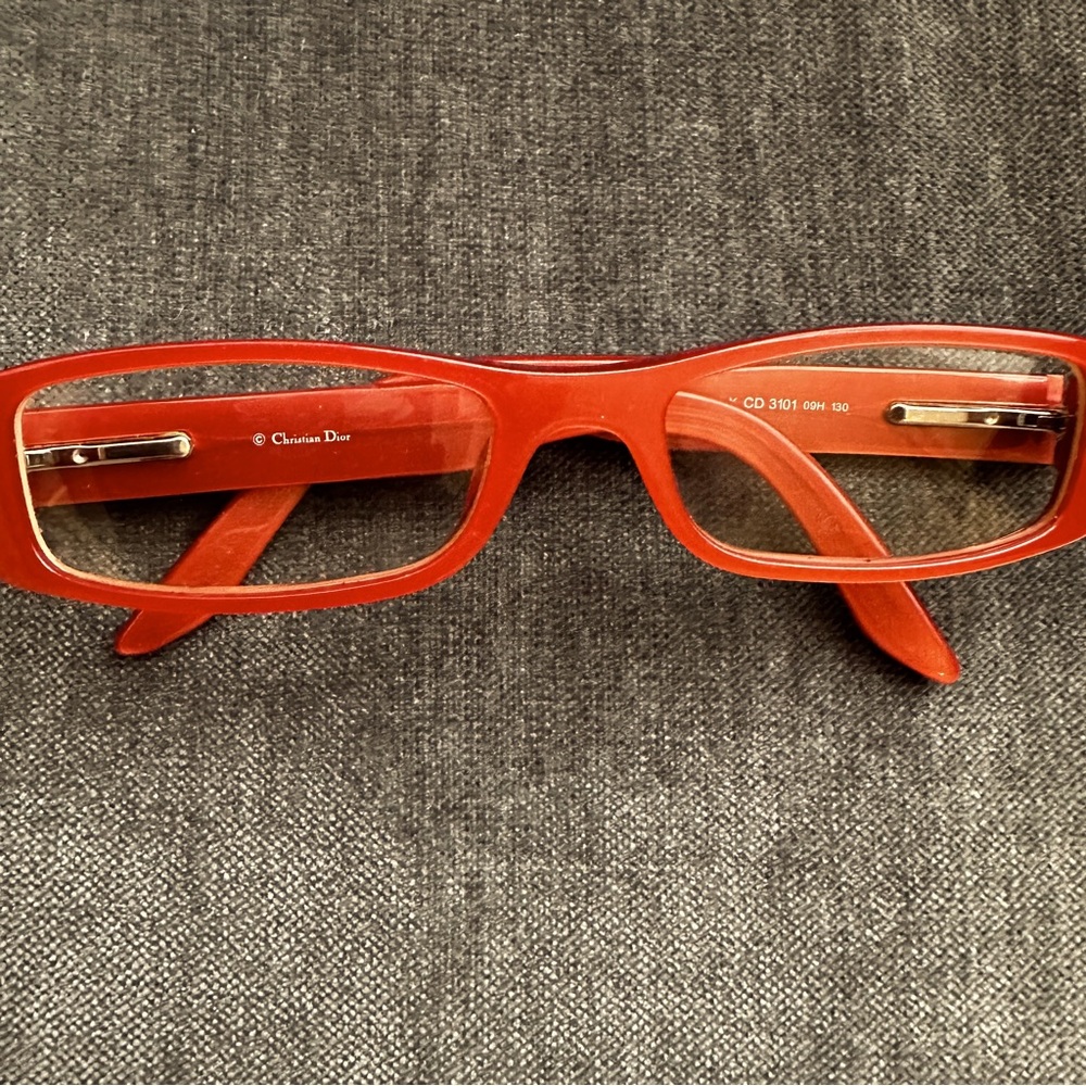 Dior Red Rectangular Women's Glasses